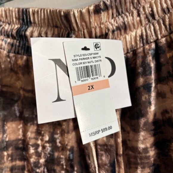 NWT Nina Parker Womens Plus Velvet Drawstring Wide Leg Pants 2X - Picture 5 of 6